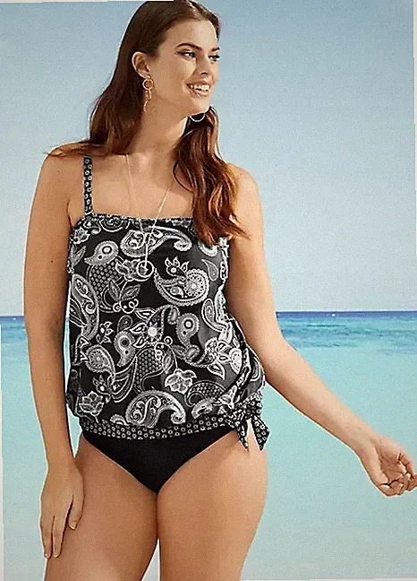 Tankini schwarz weiß Paisley Tankini von Bonprix - Übergröße 24 - neu ohne Etikett - UVP 34£