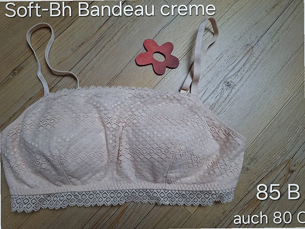 Tchibo ❤️ Spitzen-BH Bandeau Softschalen Shirt-BH 85 B od. 80 C creme 👉 wie NEU