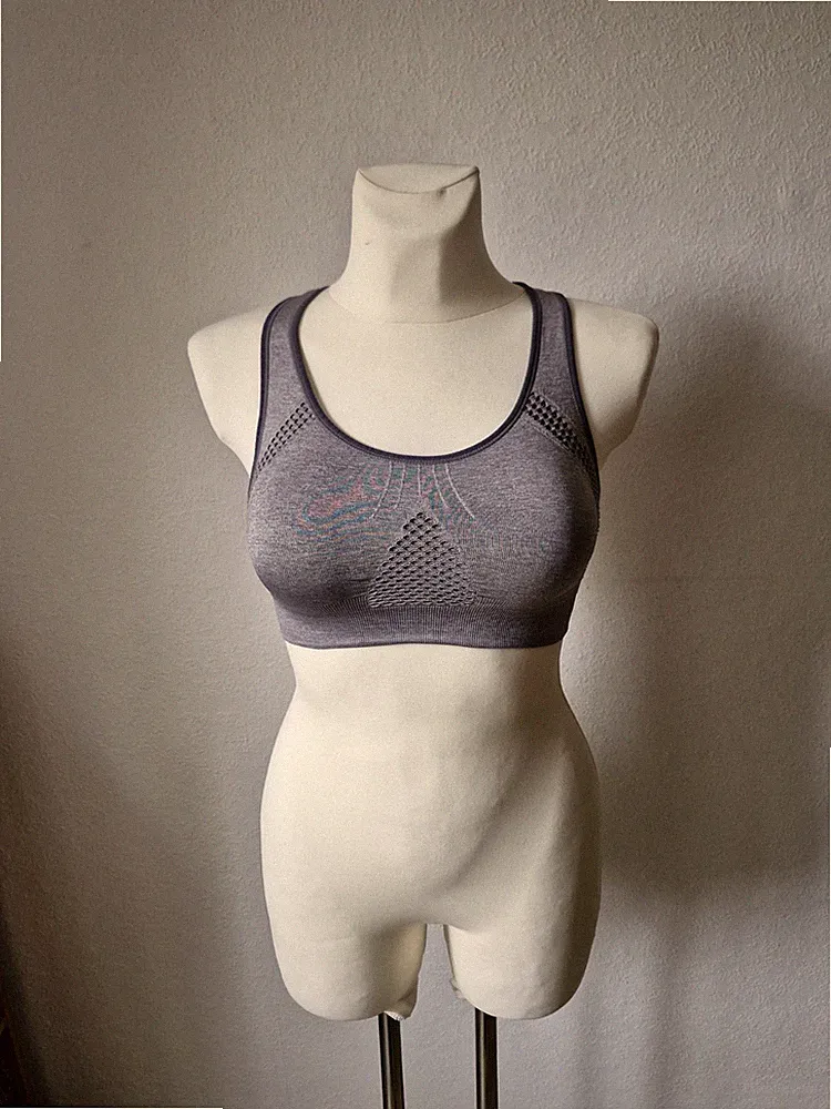Tchibo Sport BH Grau S Cup A/B Seamless Mesh Racerback Bustier Training Gym