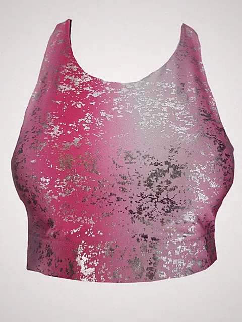 Terez Damen Pink Schleier Silberfolie SPORTS Bh #24619075 Groß Nwt