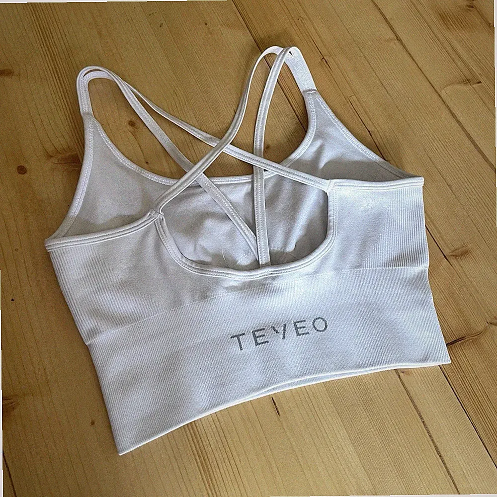TEVEO Damen Sport-BH Bustier Crossback weiß Größe S