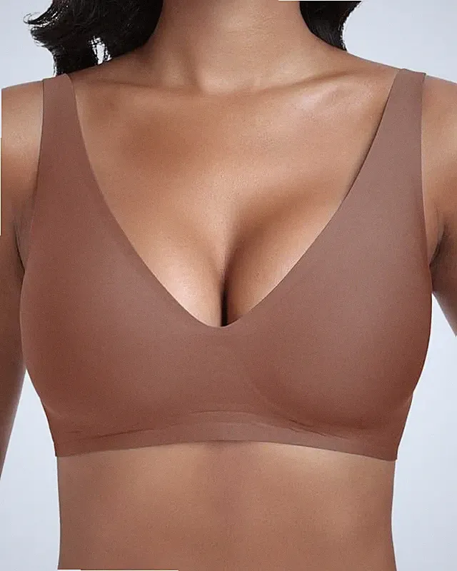 Tiefer V Push Up BH ohne Bügel for Damen Bequemer BH für Große Brüste Starker...