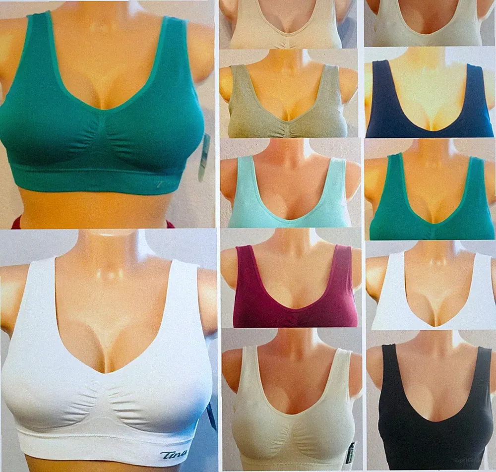 Tina Sport BH Push Up Yoga Fitness Bustier Top ohne Bügel m. Brustpolste(Art004)