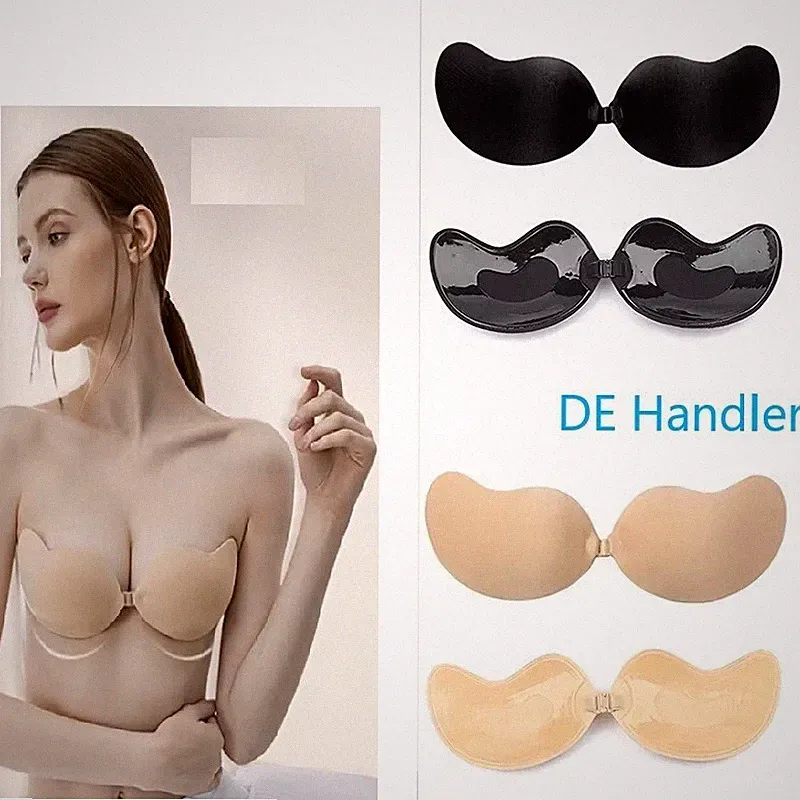 Top Klebe BH -Silikon BH Push-up / trägerlos & Selbstklebend / rückenfrei A-D