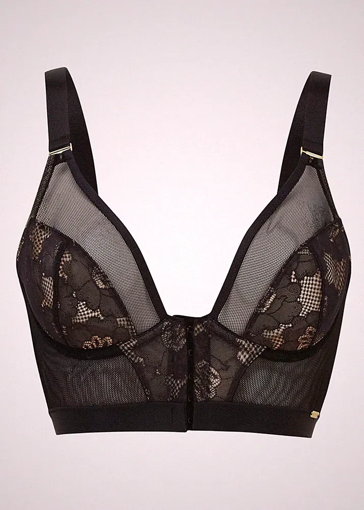 "Top Qualiät" Gossard sexy Femme Longline V-Bügel BH mit Frontverschluss schwarz