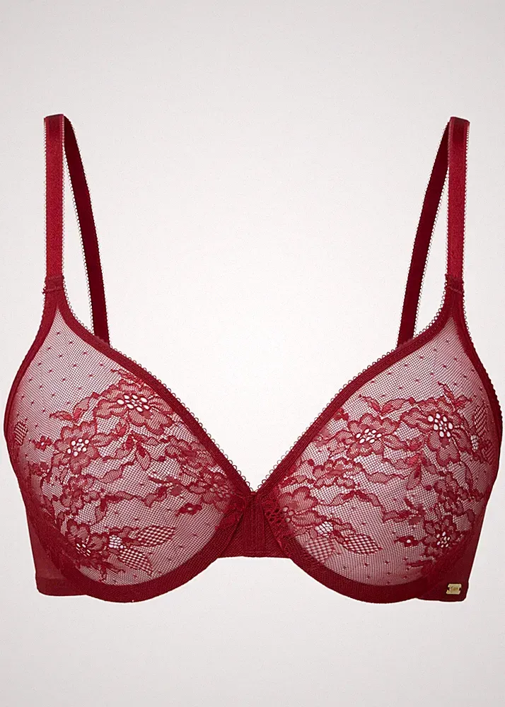 "Top Qualiät" Gossard sexy Glossies Lace nahtloser BH bordeaux