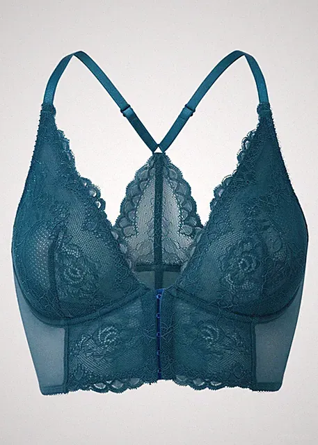 "Top Qualiät" Gossard sexy Lace Longline V-Bügel BH mit Frontverschluss petrol
