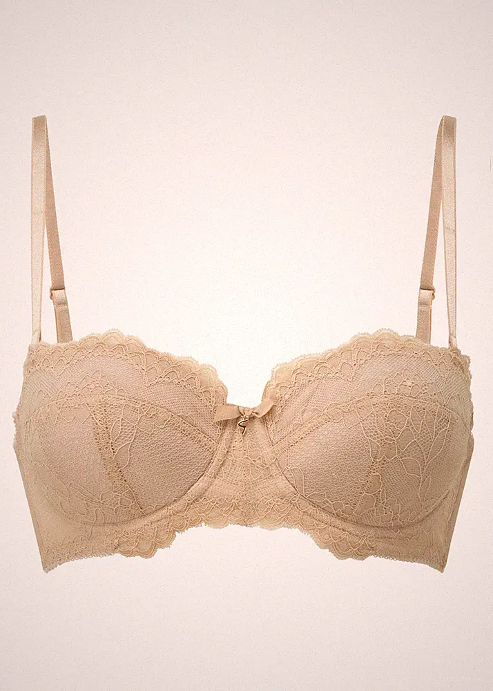"Top Qualiät" Gossard sexy Lace Trägerloser Push-Up BH haut farben