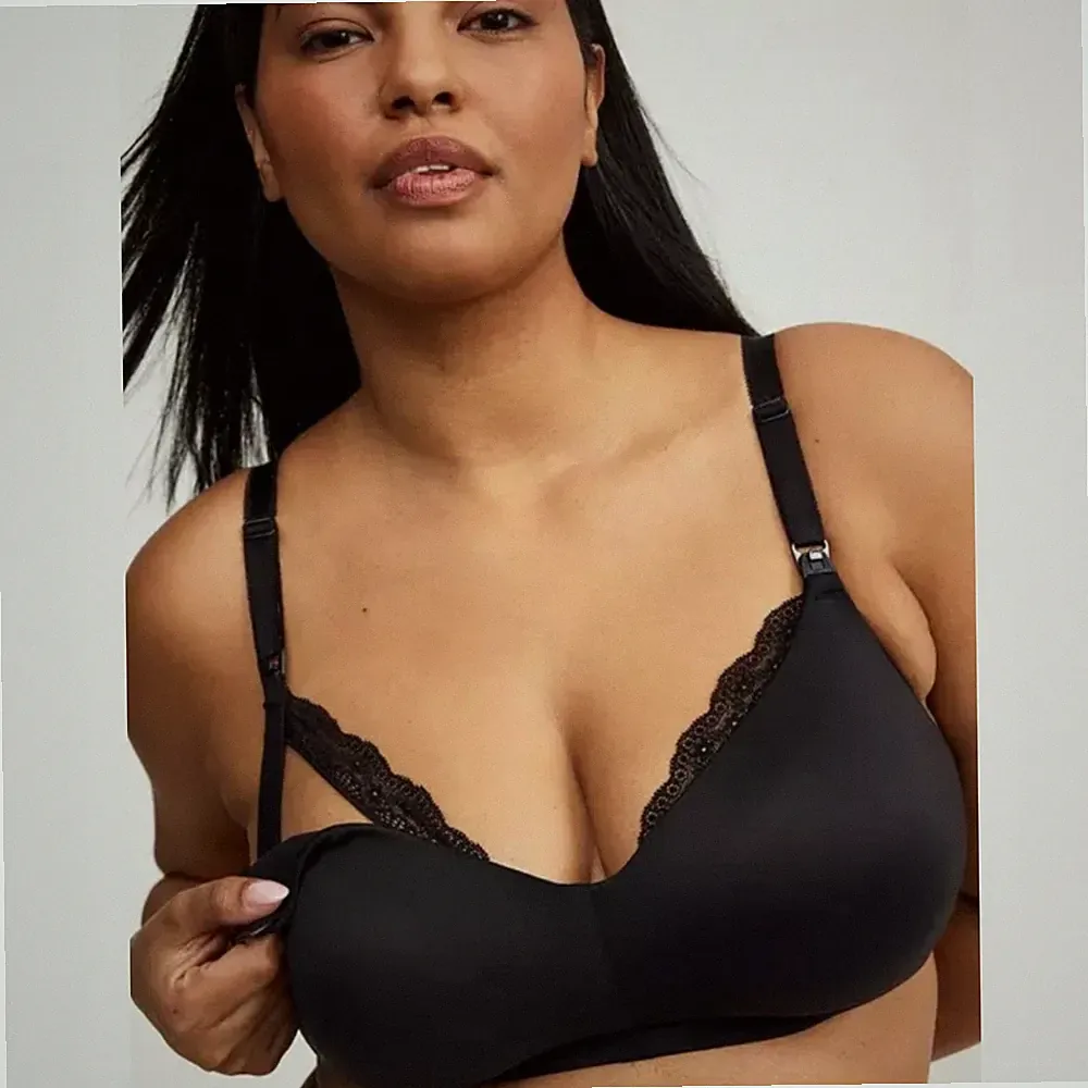 Torrid Wire-Free Black Nursing Bra Womens Sz 48DD Breast Feeding Adjustable NEW