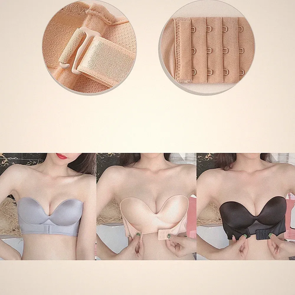 Trägerloser BH für Damen mit gerafftem Design bequemer und atmungsaktiver Stof