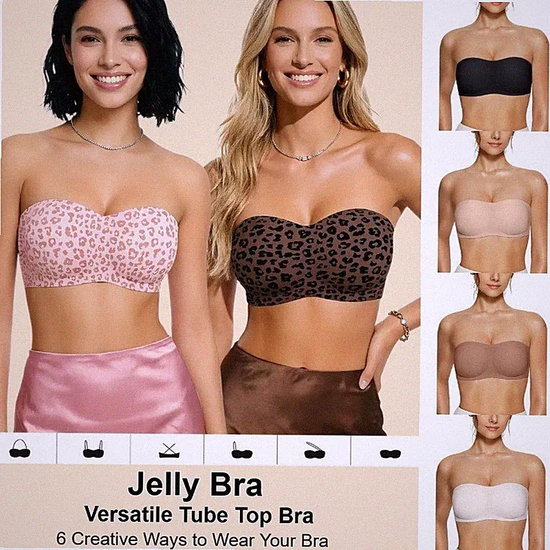 Trägerloser BH Übergröße Jelly Bra größere Brust Push Up Bügel Bandeau BH UK