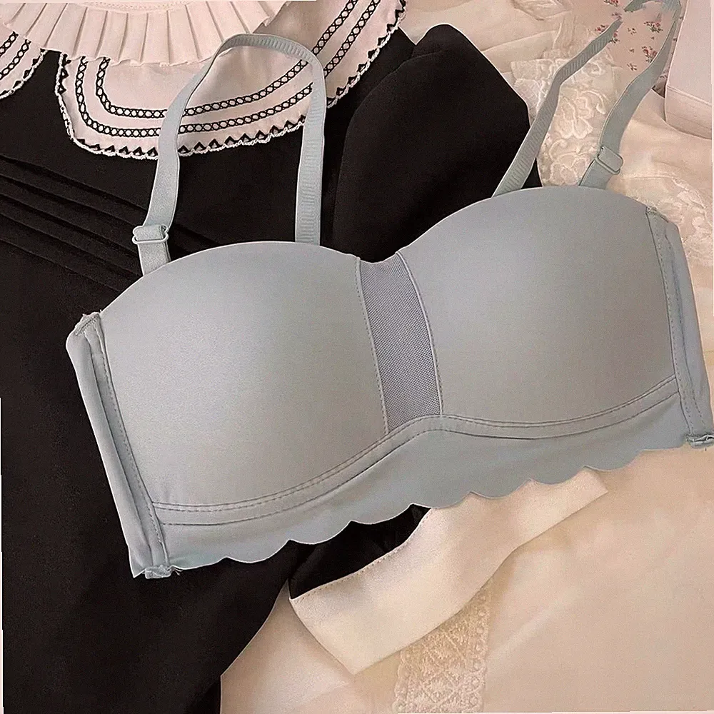 Trägerloser Damen BH dünne Schale bequem gerafftes Design für den Alltag
