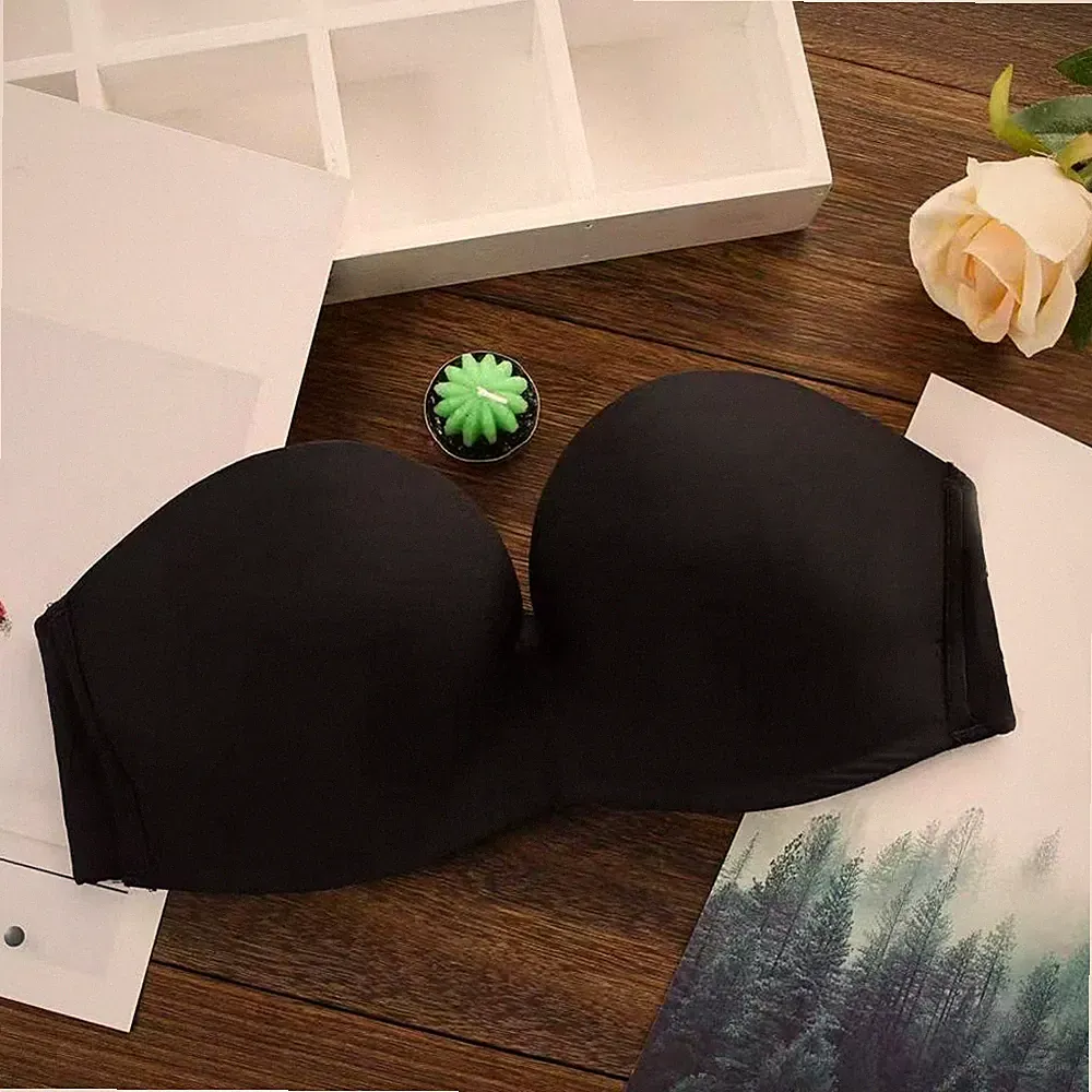 Trägerloser Damen BH rutschfest Spitze gerafft für bequeme Passform 34B 36C 38