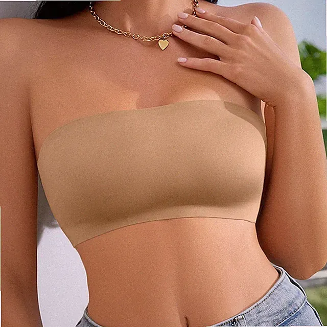 Trägerloser Damen BH Seamless Ice Silk rutschfest Große Größen Atmungsaktiv