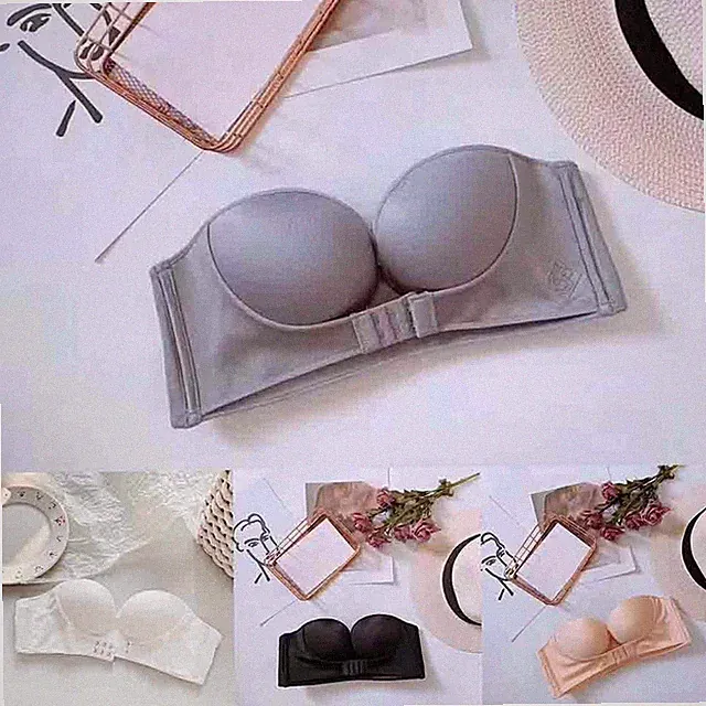 Trägerloser Damen Push Up BH Frontverschluss nahtloses Design für sicheres Tra