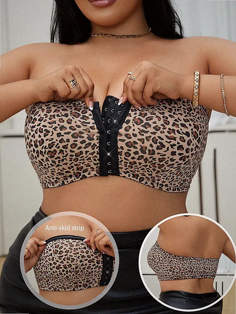 Trägerloser Leopard Bustier BH in großen Größen für kurvige Damen Billig24