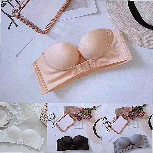 Trägerloser unsichtbarer BH mit Push Up Design und Frontverschluss für Damen