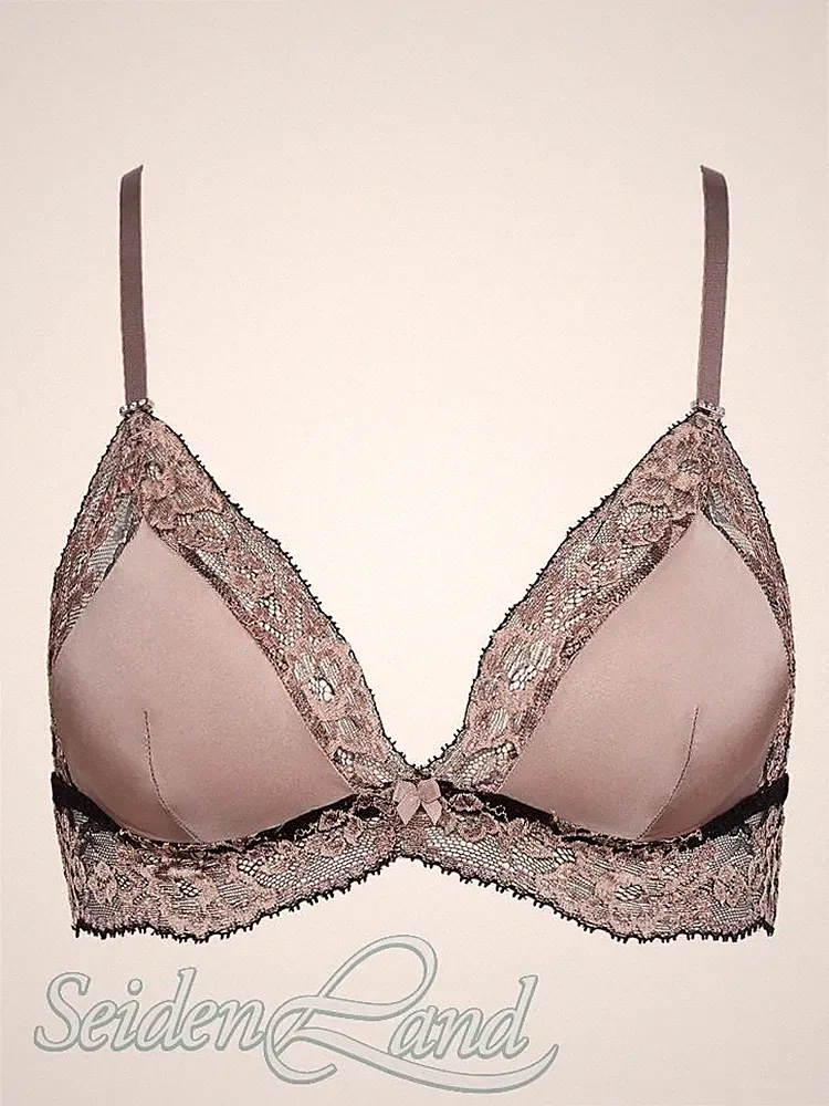 Triangel BH Femme Glamour altrosa mit schwarzer Spitze von Aubade mit Seide