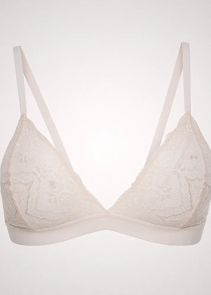 Triangel-BH ohne Bügel Gr. 70 Cup C Ecru Damen-Dessous Bequem-BH Oberteil Neu