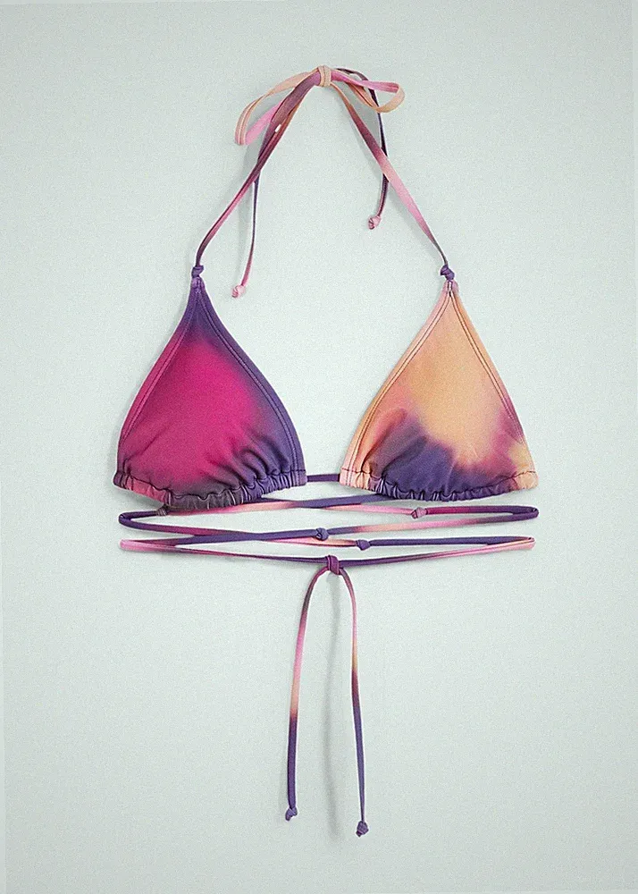 Triangel Bikini Oberteil Gr. 34 Lila Rosa Damen-Bademode Schwimm-Bade-BH Neu*