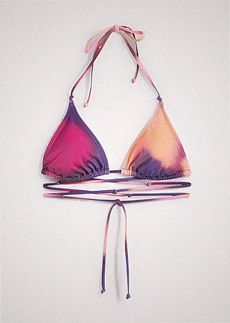 Triangel Bikini Oberteil Gr. 42 Lila Rosa Bikinioberteil Schwimm-Bade-BH Neu