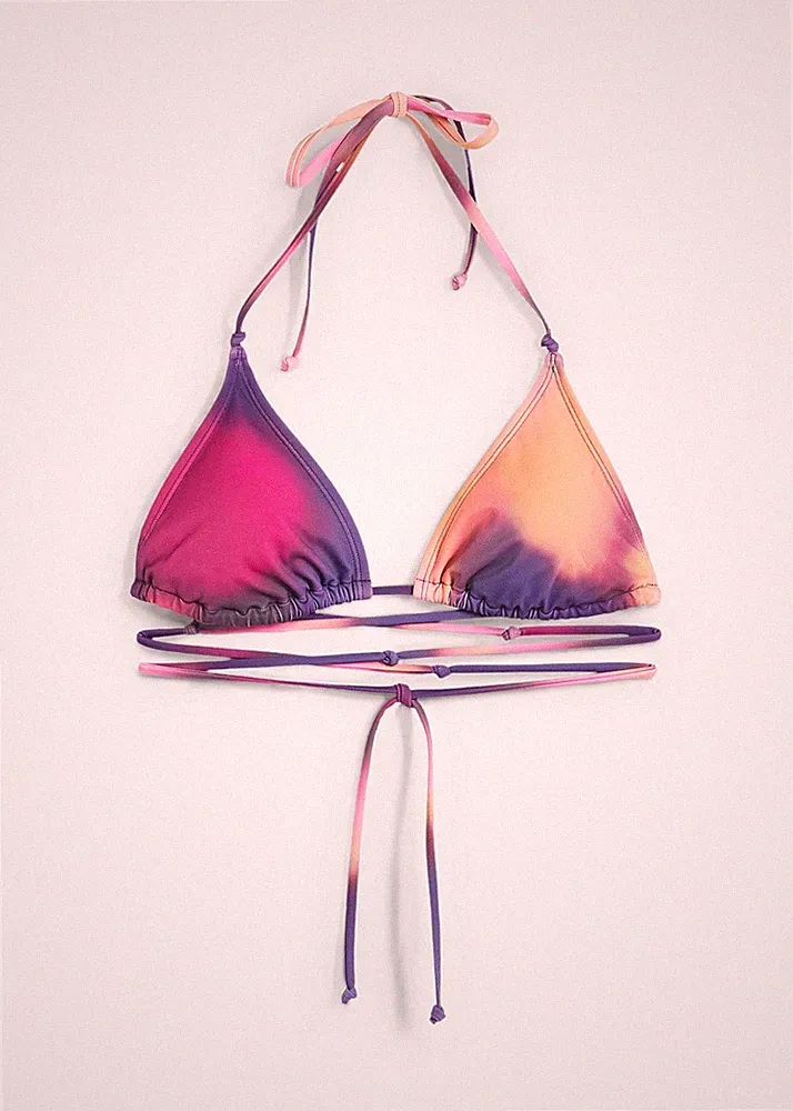 Triangel Bikini Oberteil Gr. 42 Lila Rosa Damen-Bademode Schwimm-Bade-BH Neu*