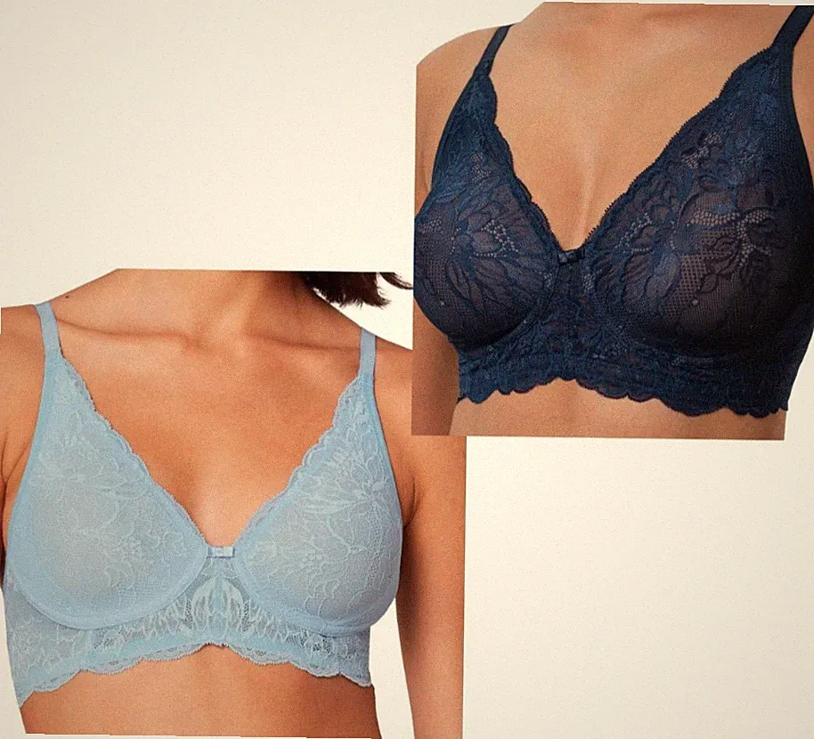 Triumph 2er Pack Amourette Charm N03 BH UVP 110,00€ Gr. 70E Hellblau Dunkelblau