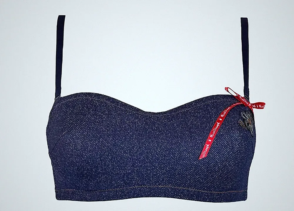 Triumph Bandeau BH mit Bügel Miss Denim BAN Jeansblau 70B NEU mit Etikett