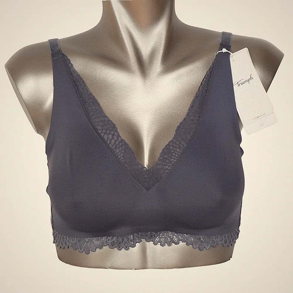 Triumph O Velveteen Sensation N01 Soft BH ohne Bügel 00PN/PN grau Minimizer NEU