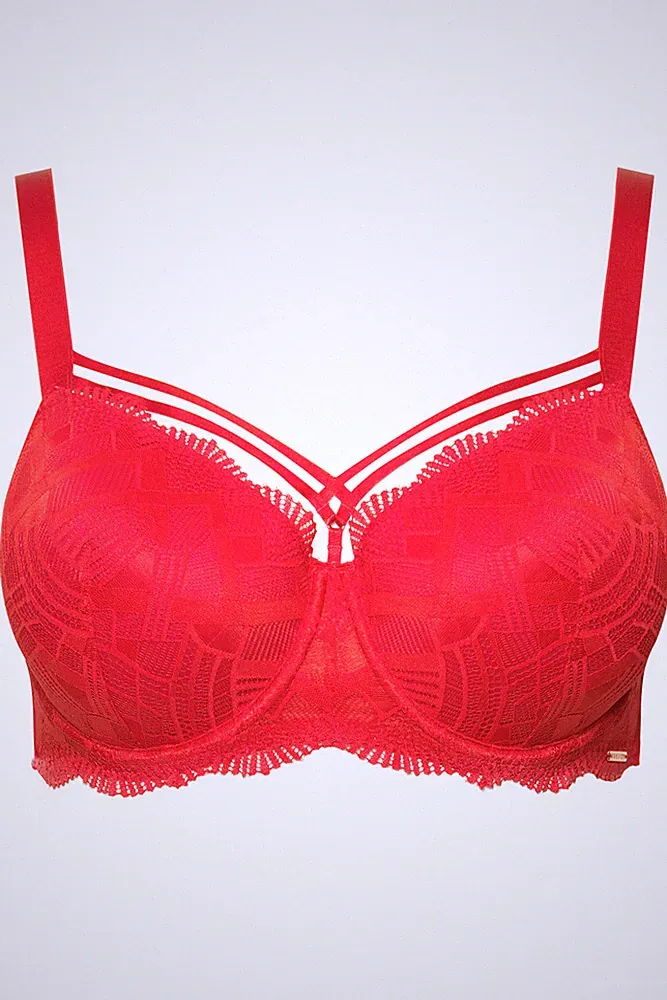 TruYou große Größen BH 85D salsa TRUYOU Bügel BH Zierbänder Softcups Spitze