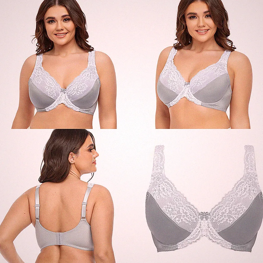Übergröße Bügel Vollbesatz BH Spitze bestickt ungepolstert Minimizer BHs