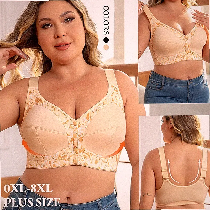 Übergröße Damen Frontverschluss BH Push Up Bralette Kabellos Dessous Unterwäsche