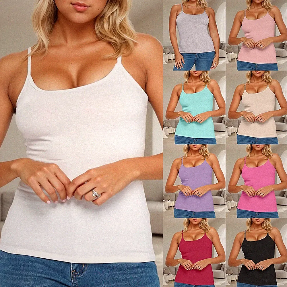 Übergröße Damen gepolsterte Tanktops mit integriertem BH Träger Camisole Unterwäsche
