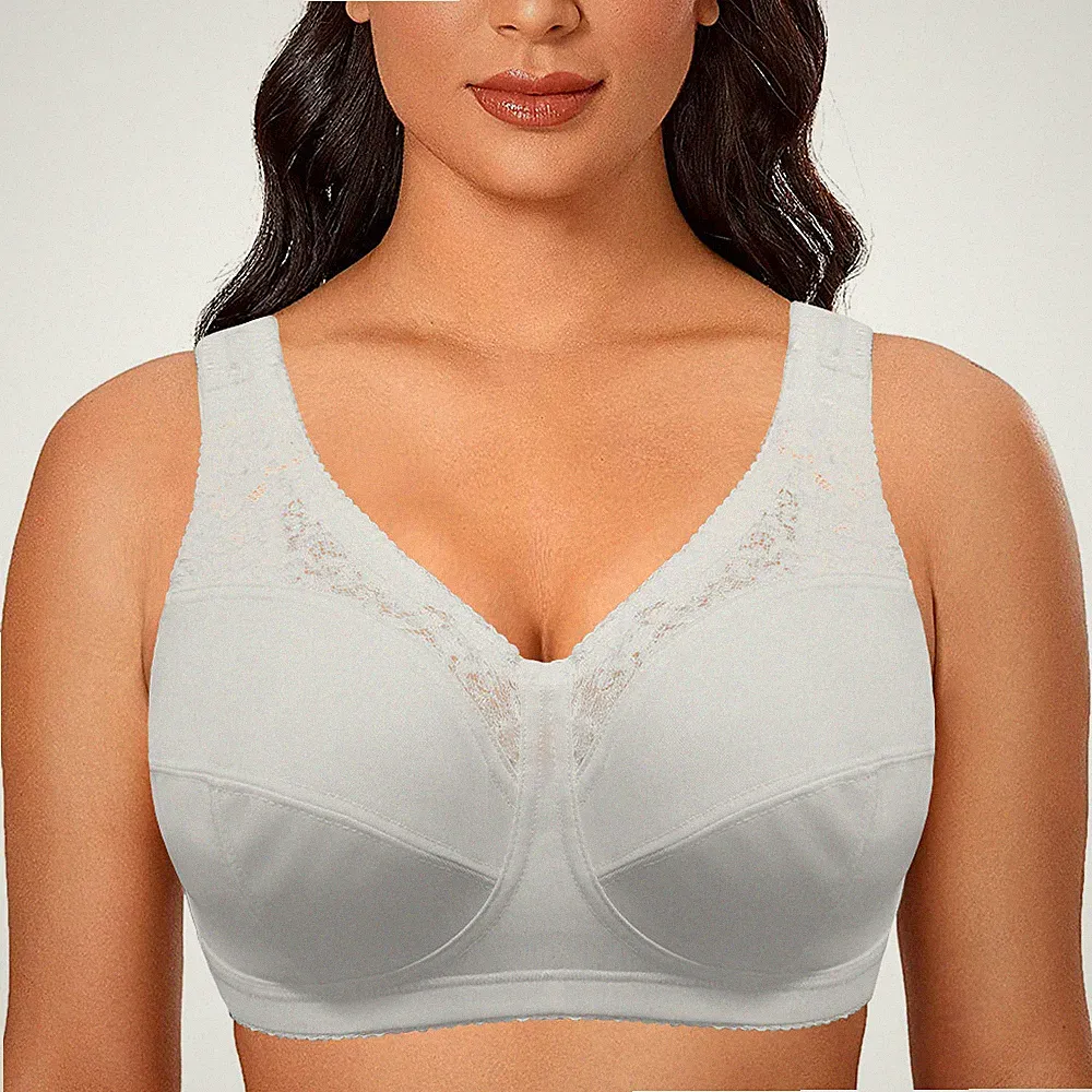 UK Damen BH ohne Bügel Vollabdeckung Übergröße Spitze ungepolstert Komfort Bralette