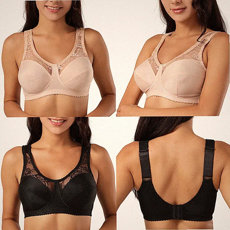 UK Damen Übergröße BH ohne Bügel Vollschale ohne Polsterung Komfort Spitze Minimizer BH