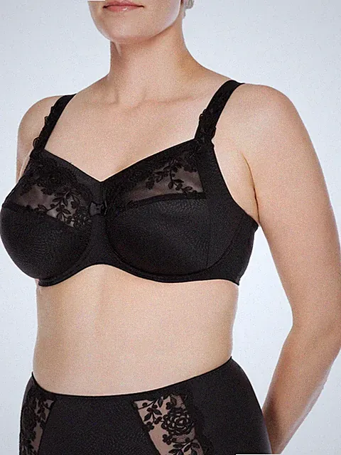 ULLA Dessous Bügel BH mit Blende Serie Ella 3625 Gr. 70-110 H-I in Schwarz