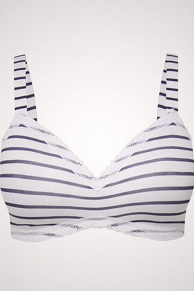 Ulla Popken Damen große Größen BH bügellos Softschalen Streifen 790703