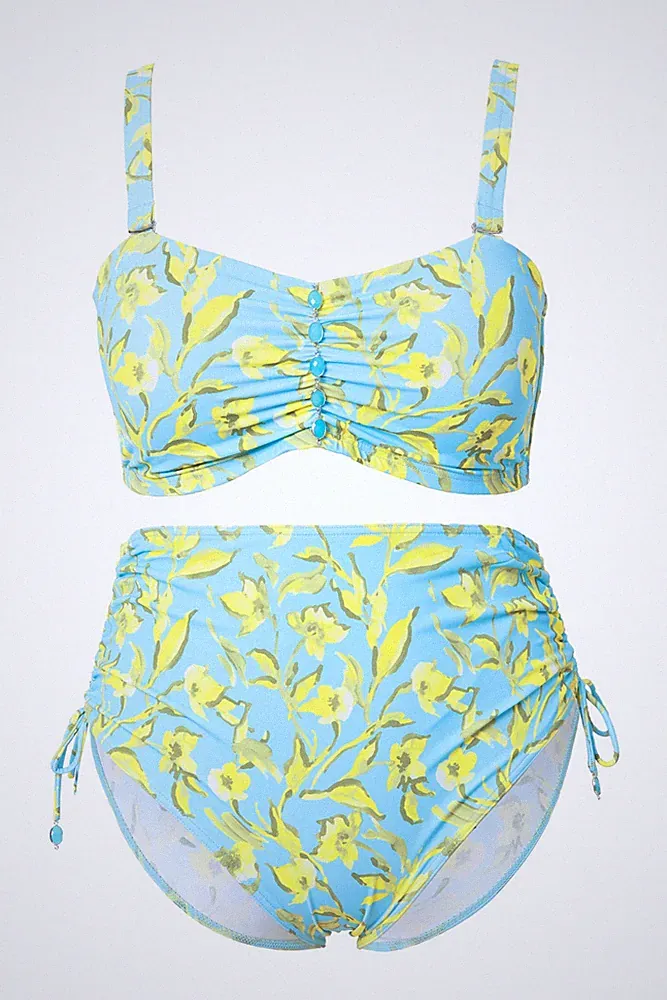 Ulla Popken Damen große Größen Bikini Blüten Zierbänder