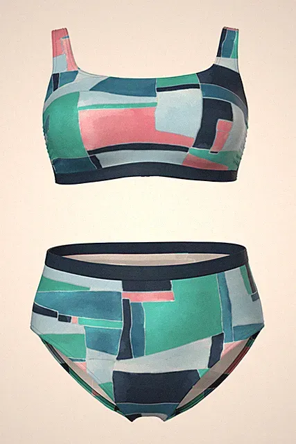 Ulla Popken Damen große Größen Bikini grafischer Druck Softcups