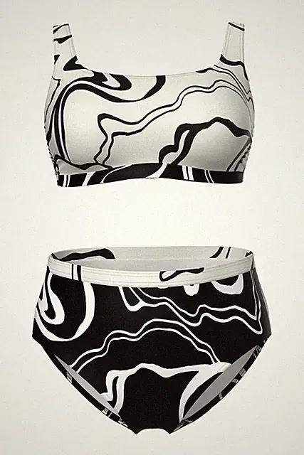 Ulla Popken Damen große Größen Bikini Linienmuster Softcups