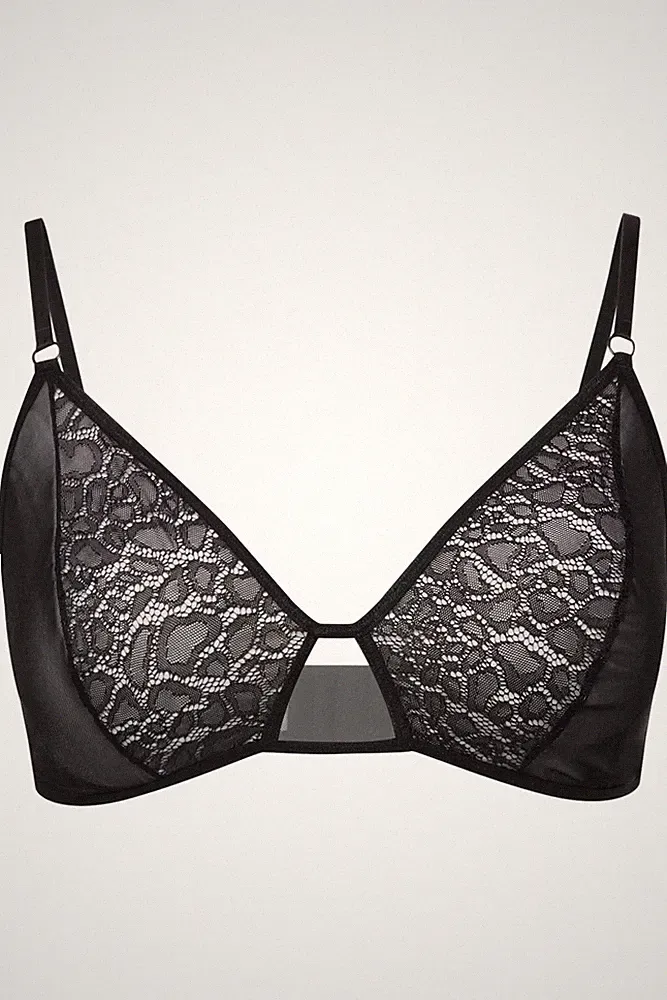 Ulla Popken Damen große Größen Bralette Leo Spitze und Mesh 820116