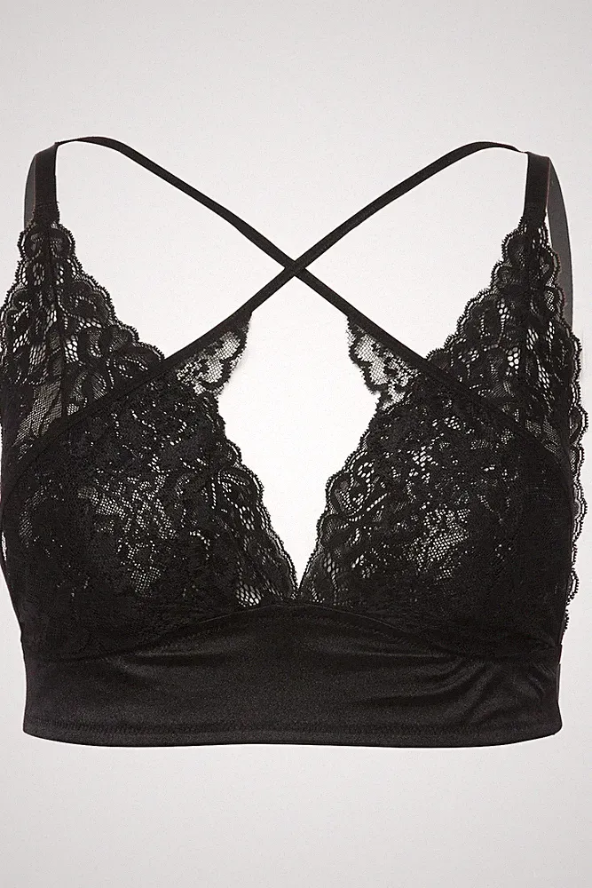 Ulla Popken Damen große Größen Bralette ohne Bügel Spitze und Stickerei 828038