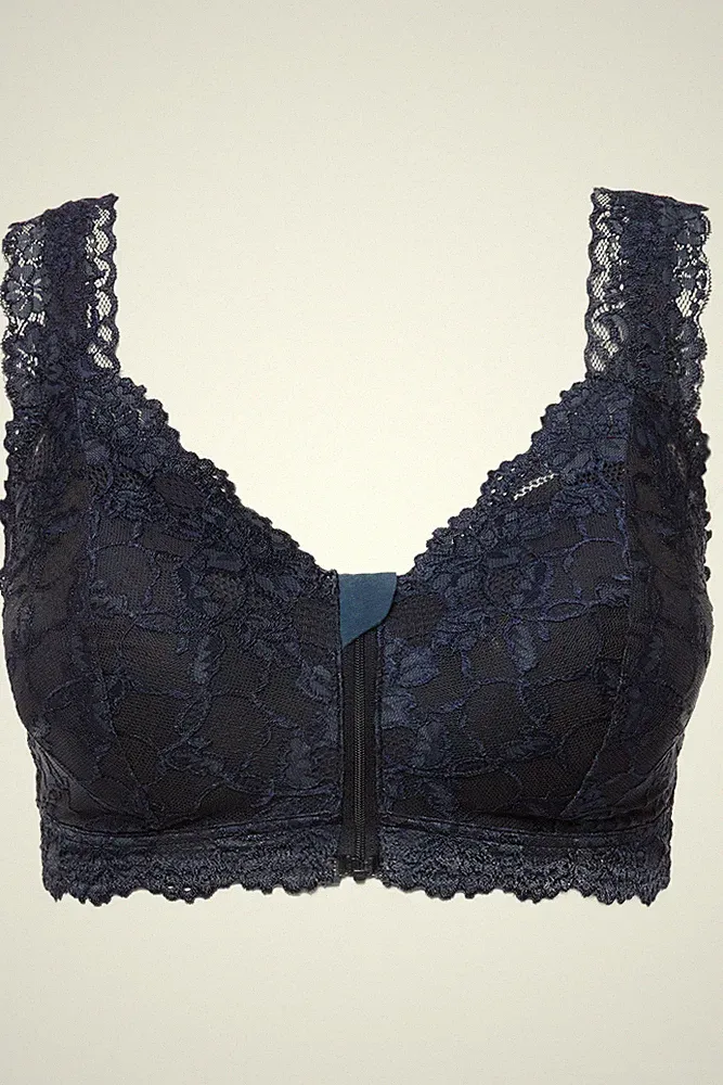 Ulla Popken Damen große Größen Bralette Spitze Reißverschluss ohne Bügel 806669