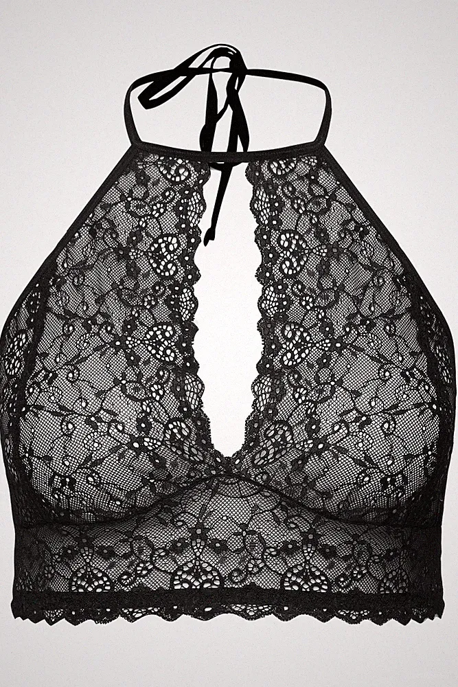 Ulla Popken Damen große Größen Bralette SpitzeNackenschnürung 827938