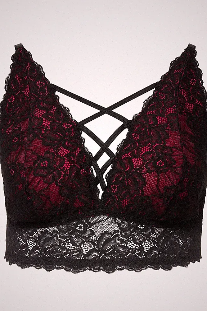 Ulla Popken Damen große Größen BraletteCriss CrossohneBügelSpitze 820124