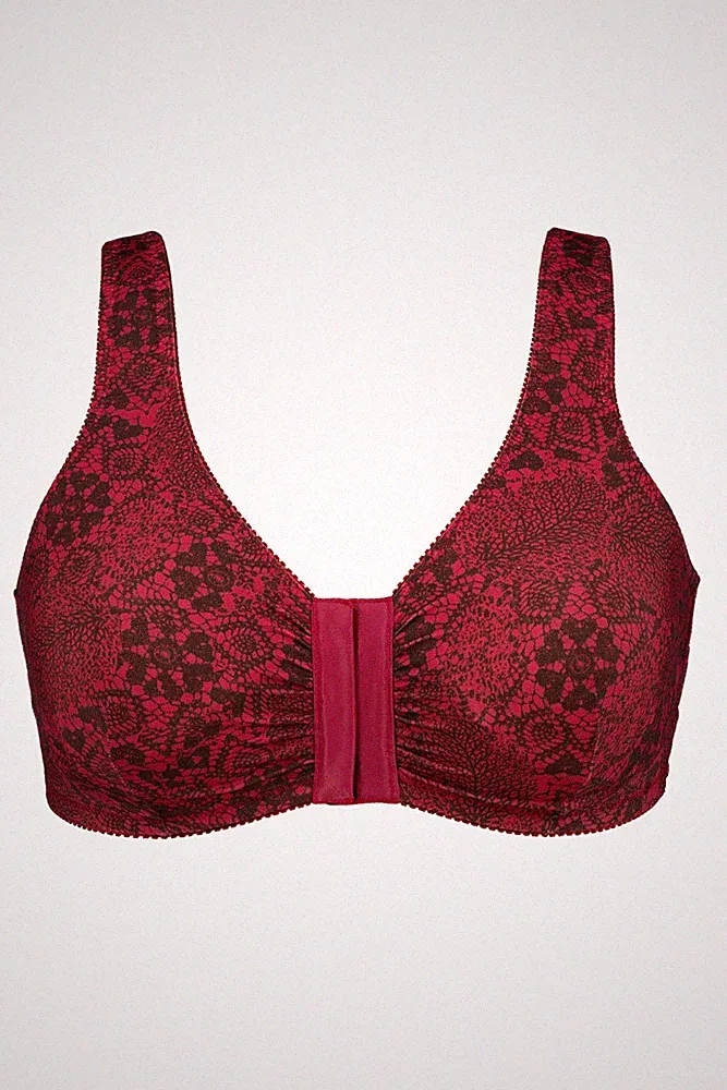 Ulla Popken Damen große Größen Bustier Spitzendruck Vorderverschluss Cup C D bee