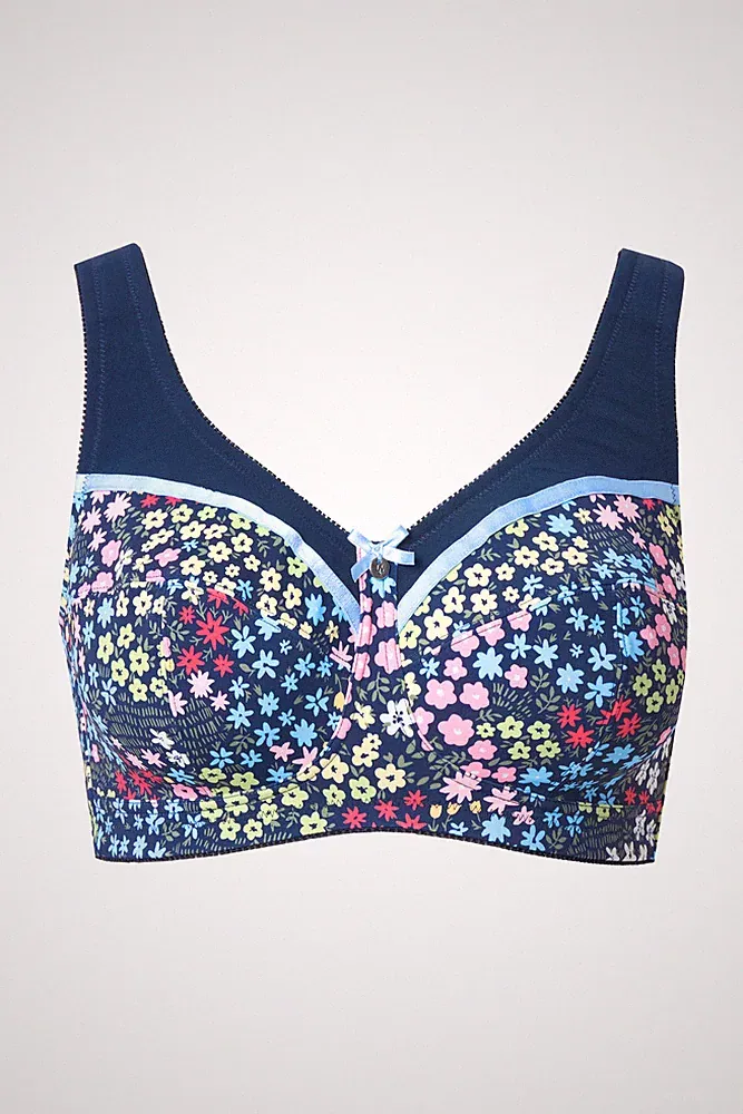 Ulla Popken Damen große Größen Entlastungs BH Blüten ohne Bügel 845539