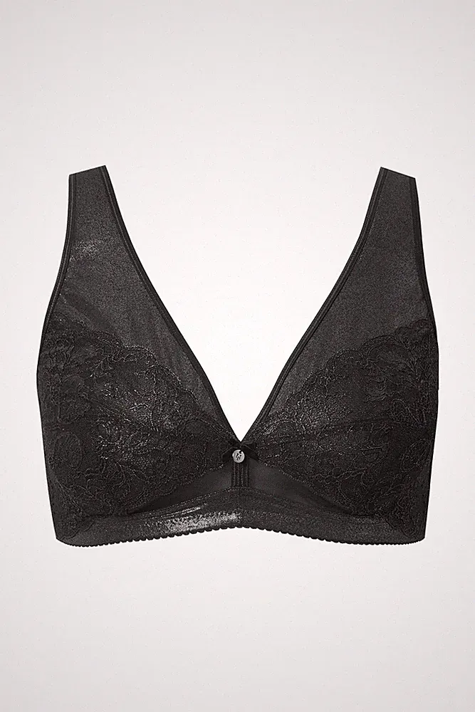Ulla Popken Damen große Größen Entlastungs BH Metallic Effekt ohne Bügel 843413