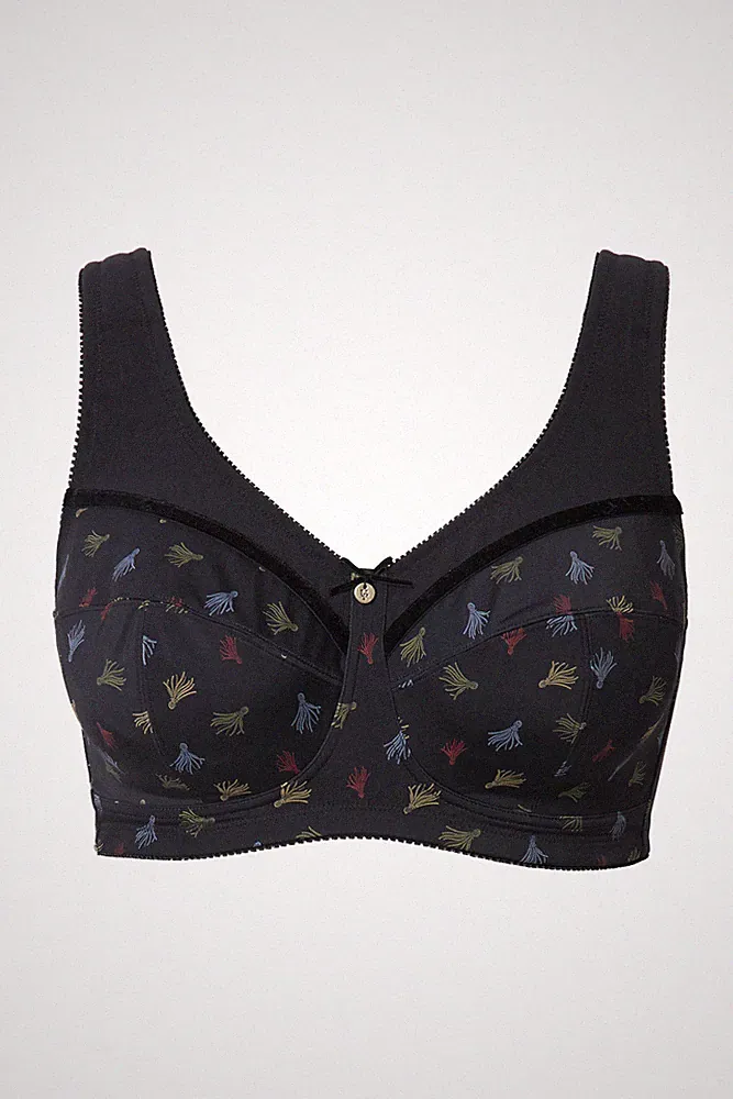 Ulla Popken Damen große Größen Entlastungs BH Mustermix ohne Bügel 840942