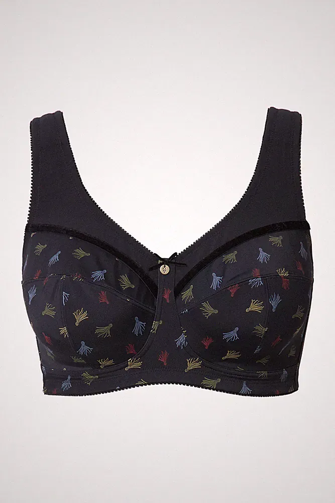 Ulla Popken Damen große Größen Entlastungs BH Mustermix ohne Bügel 840942